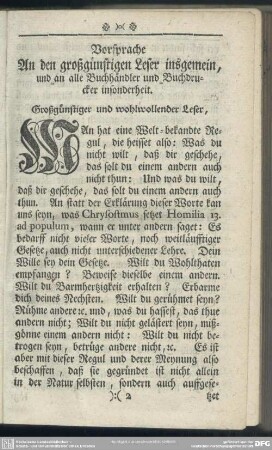 Vorsprache An den großgünstigen Leser insgemein, und an alle Buchhändler und Buchdrucker insonderheit