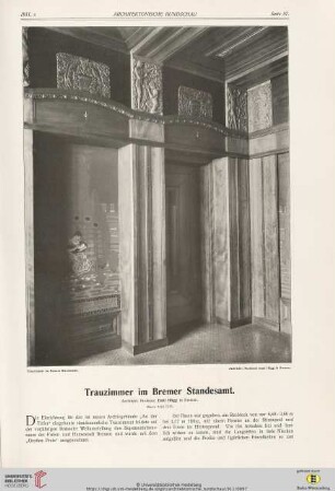 27: Trauzimmer im Bremer Standesamt : Architekt: Professor Emil Högg in Bremen