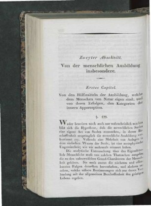 Zweyter Abschnitt. Von der menschlichen Ausbildung insbesondere.