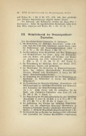 XVII. Geschäftsbereich der Grundeigenthums-Deputation
