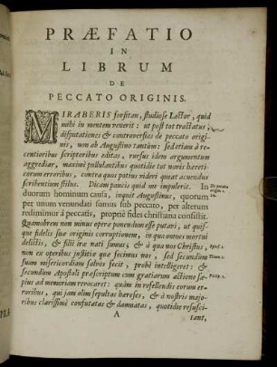 Praefatio in Librum De Peccato Originis
