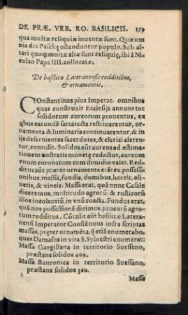 De basilicae Lateranensis redditibus, et ornamentis.