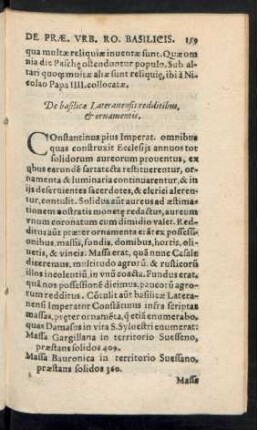 De basilicae Lateranensis redditibus, et ornamentis.