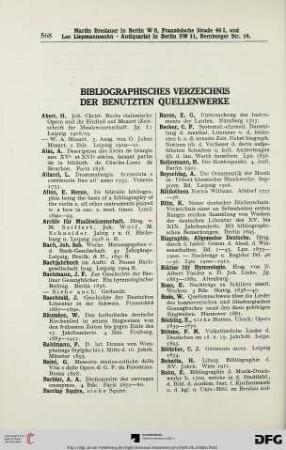 Bibliographisches Verzeichnis der benutzten Quellenwerke