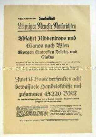 Sonderblatt der "Leipziger Neuesten Nachrichten" u.a. zum Seekrieg