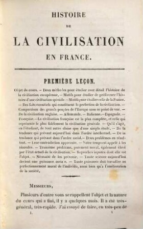 Histoire de la civilisation en France : depuis la chute de l'empire romain, 1