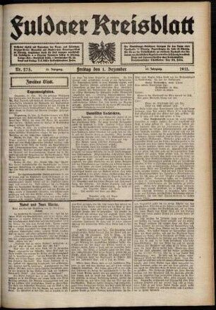 Zweite Ausgabe vom Freitag, den 01. Dezember 1911.