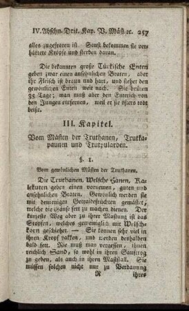 III. Kapitel. Vom Mästen der Truthanen, Trutkapaunen und Trutpularden.