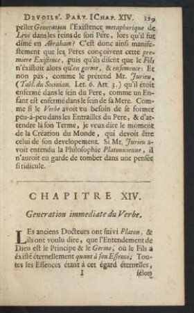 Chapitre XIV. Generation immediate du Verbe