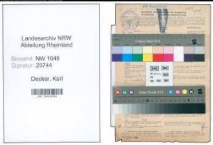 Entnazifizierung Karl Decker , geb. 26.08.1900 (Musiker)