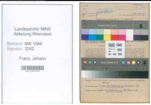 Entnazifizierung Johann Franz , geb. 10.08.1916 (Zimmermann)