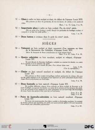 Sièges (Nr. 54-63)