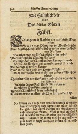 Die Heimlichkeit oder Des Midas Ohren. Fabel.