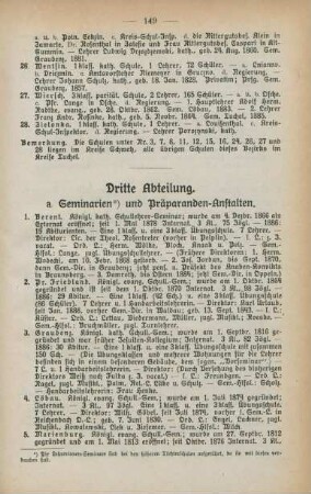 a. Seminarien*) und Präparanden-Anstalten