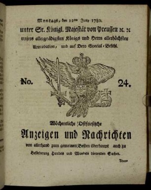 No. 24. Montags, den 12ten Juny 1780.