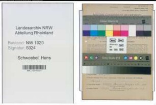 Entnazifizierung Hans Schwoebel , geb. 30.12.1898 (Sekretaer)