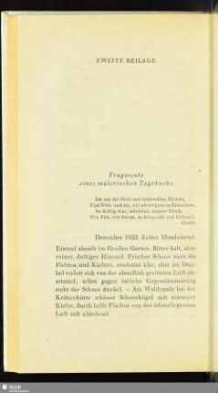 Zweite Beilage. Fragmente eines malerischen Tagebuchs