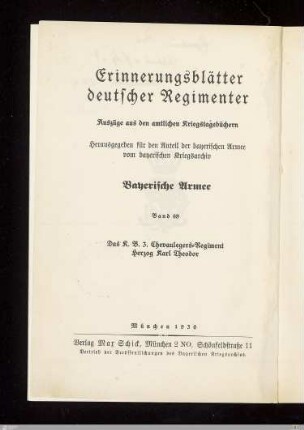 Das K. B. 3. Chevaulegers-Regiment Herzog Karl Theodor : nach den amtlichen Kriegstagebüchern