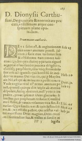 Domini Dionysii De gravitate et enormitate peccati