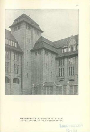 Warenhaus A. Wertheim in Berlin. Eckbaudetail in der Vossstrasse