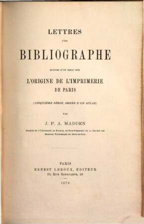 Lettres d'un Bibliographe, 5