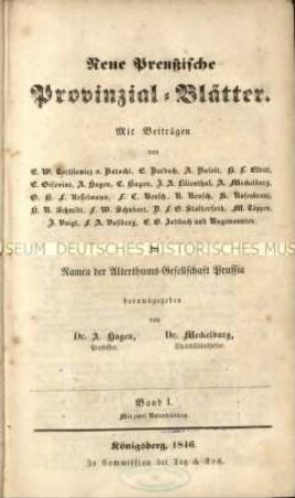 Neue preußische Provinzial-Blätter. Jg. 1.1846