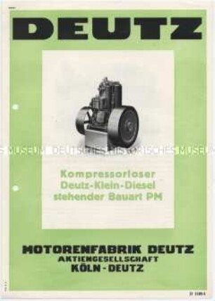 Kompressorloser Deutz-Klein-Diesel stehender Bauart PM