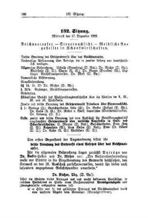 132. Sitzung. Mittwoch den 17. Dezember 1919