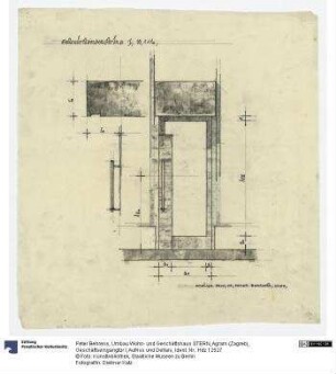 Umbau Wohn- und Geschäftshaus STERN, Agram (Zagreb), Geschäftseingangtür I, Aufriss und Detlais