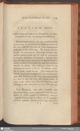 Section XXXII. Observations relating to the Production, or Nonproduction of Air, in various Circumstances