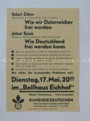Propagandaflugblatt des Bundes der Deutschen zum Ost-West-Konflikt