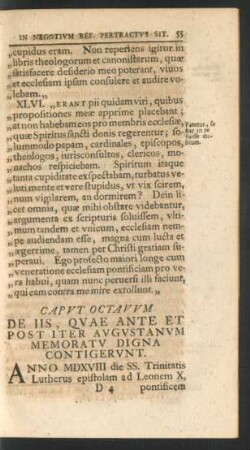 Caput Octavum De Iis, Quae Ante Et Post Iter Augustanum Memoratu Digna Contigerunt.