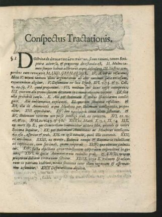 Conspectus Tractationis.