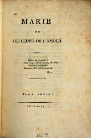 Marie ou les peines de l'amour, 2