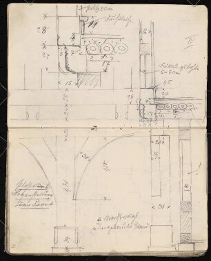 Skizzenbuch: Rathaus, Schwalenberg: Rathaus Schwalenberg. Fassadendetails, Bogenstellung