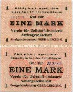 Ober-Leschen, Verein für Zellstoff-Industrie AG, 1 Mark