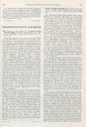 849 [Rezension] Documents in early Christian thought