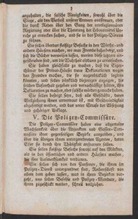 V. Die Polizey-Commissäre