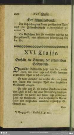 XVI. Classe. Enthält die Gattung der organischen Geschwülste