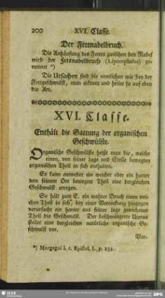 XVI. Classe. Enthält die Gattung der organischen Geschwülste