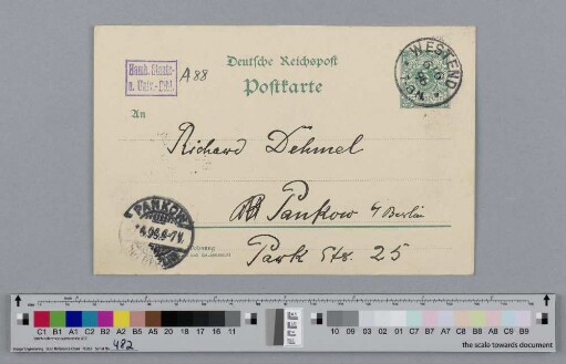 Postkarte an Richard Dehmel