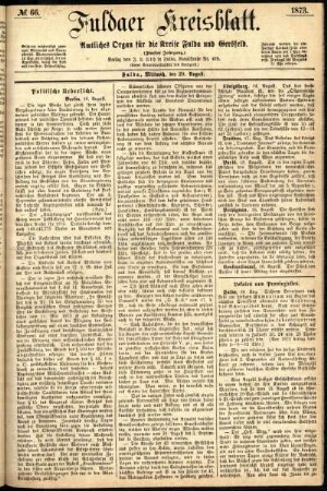 Ausgabe vom Mittwoch, den 20. August 1873.