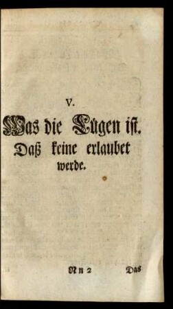 V. Was die Lügen ist. Daß keine erlaubet werde