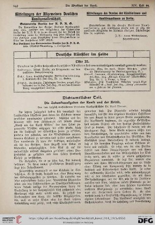 Die Zukunftsaufgaben der Kunst und der Kritik