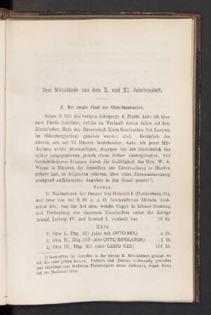 Drei Münzfunde aus dem X. und XI. Jahrhundert