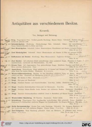 Antiquitäten aus verschiedenem Besitze (Nr. 167-315)