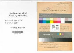Entnazifizierung Herbert Franke , geb. 29.08.1903 (Postbeamter)