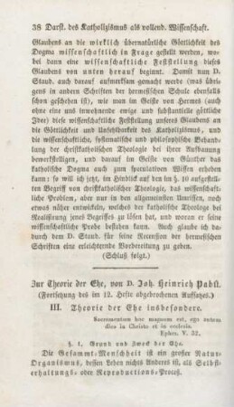 38-87 Zur Theorie der Ehe (Fortsetzung des im 12. Hefte abgebrochenen Aufsatzes)