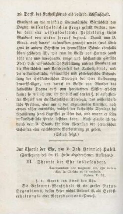 38-87 Zur Theorie der Ehe (Fortsetzung des im 12. Hefte abgebrochenen Aufsatzes)