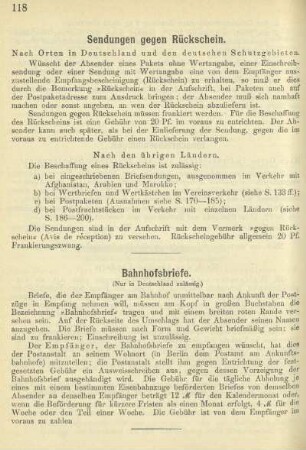 Sendungen gegen Rückschein